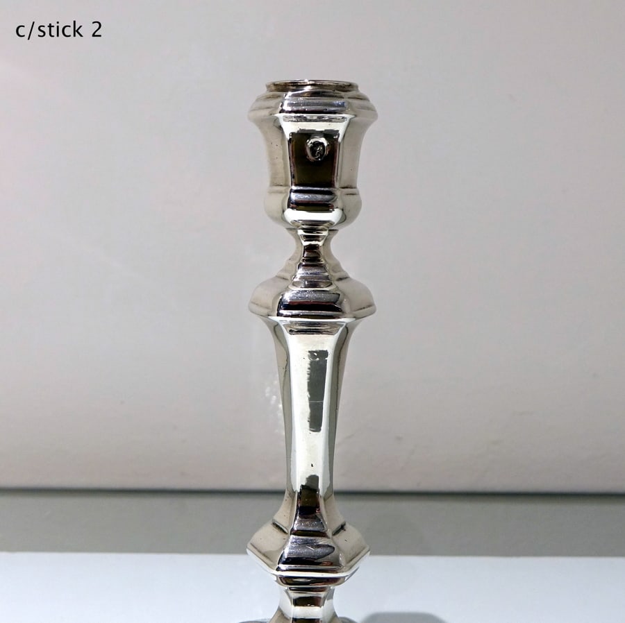 Early 18th Century Antique George I Britannia Silver Pair Hexagonal Candlesticks London 1717 Thomas - 13