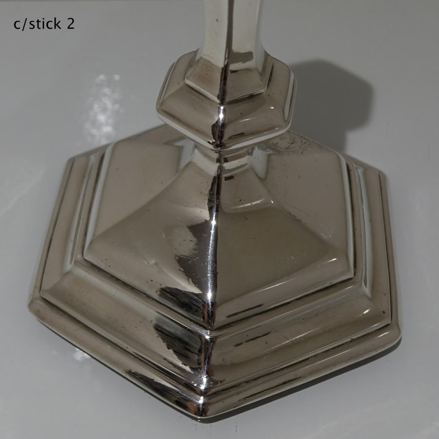 Early 18th Century Antique George I Britannia Silver Pair Hexagonal Candlesticks London 1717 Thomas - 14
