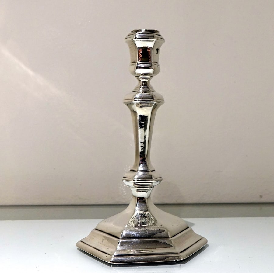 Early 18th Century Antique George I Britannia Silver Pair Hexagonal Candlesticks London 1717 Thomas - 3