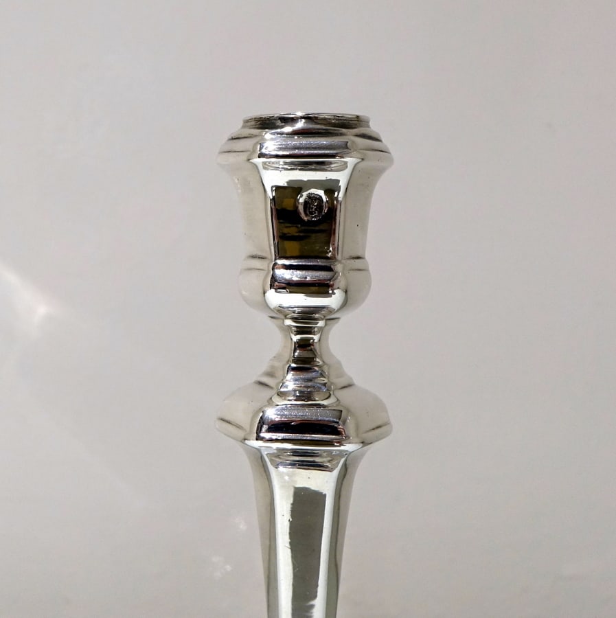 Early 18th Century Antique George I Britannia Silver Pair Hexagonal Candlesticks London 1717 Thomas - 5