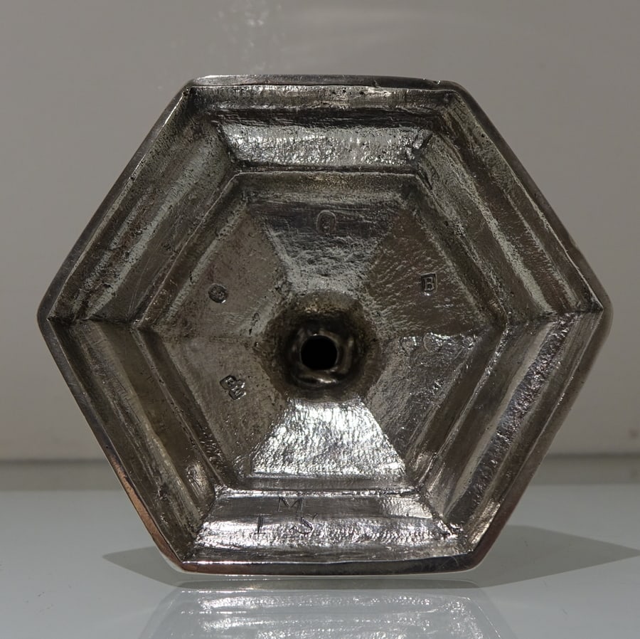 Early 18th Century Antique George I Britannia Silver Pair Hexagonal Candlesticks London 1717 Thomas - 9