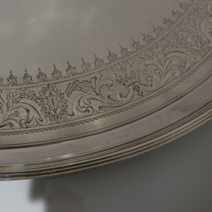 19th Century George III Antique Sterling Silver Oval Tray London 1793 Thomas Hannam & John Crouch II - 7