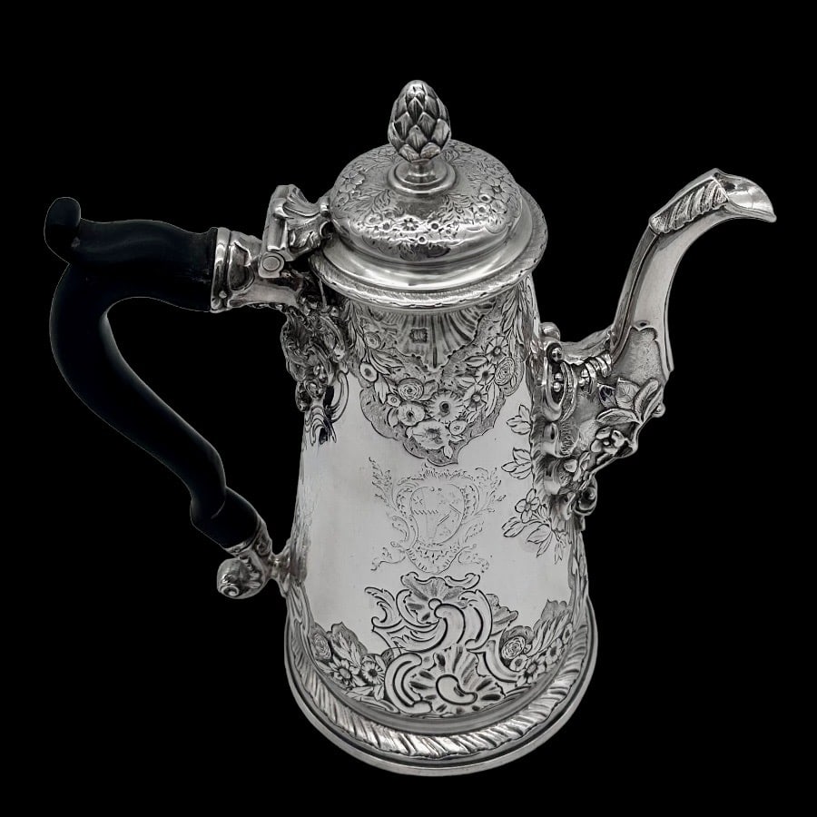 Mid 19th Century Antique Silver George II Coffee Pot London 1744 Paul de Lamerie - 2