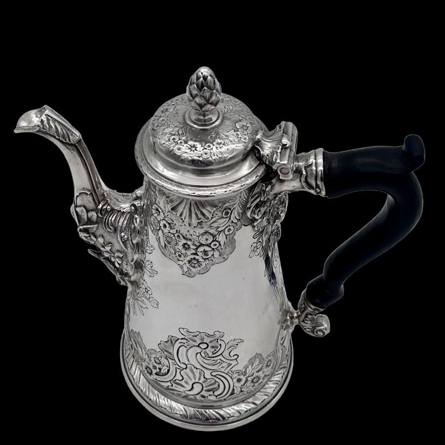 Mid 19th Century Antique Silver George II Coffee Pot London 1744 Paul de Lamerie - 5