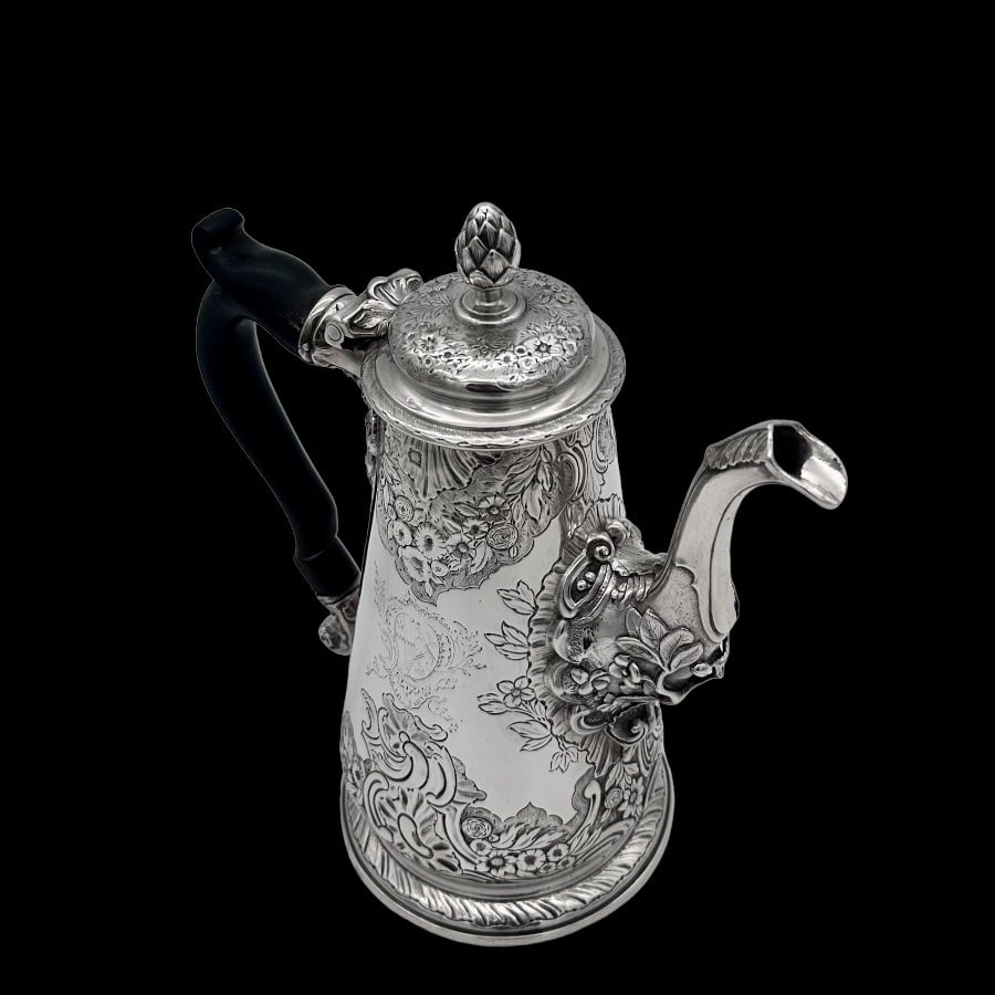 Mid 19th Century Antique Silver George II Coffee Pot London 1744 Paul de Lamerie - 7