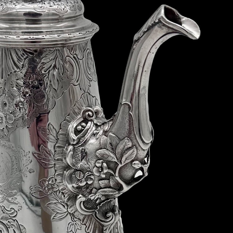 Mid 19th Century Antique Silver George II Coffee Pot London 1744 Paul de Lamerie - 8