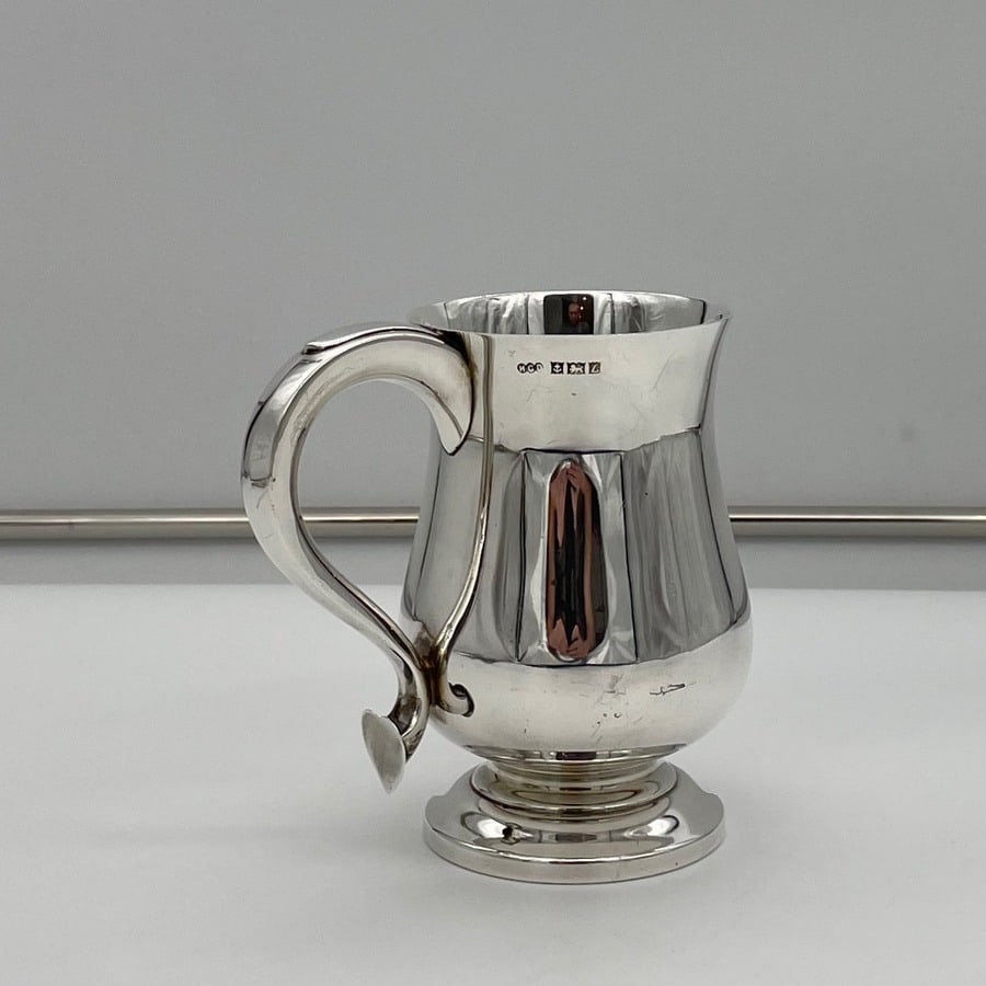 Mid 20th Century Modern Sterling Silver Pint Mug Birmingham 1960 H Clifford Davis Ltd - 5