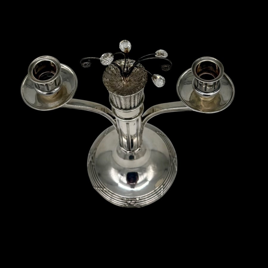 Early 20th Century Modern French Silver Pair Candelabra circa 1930 - 4