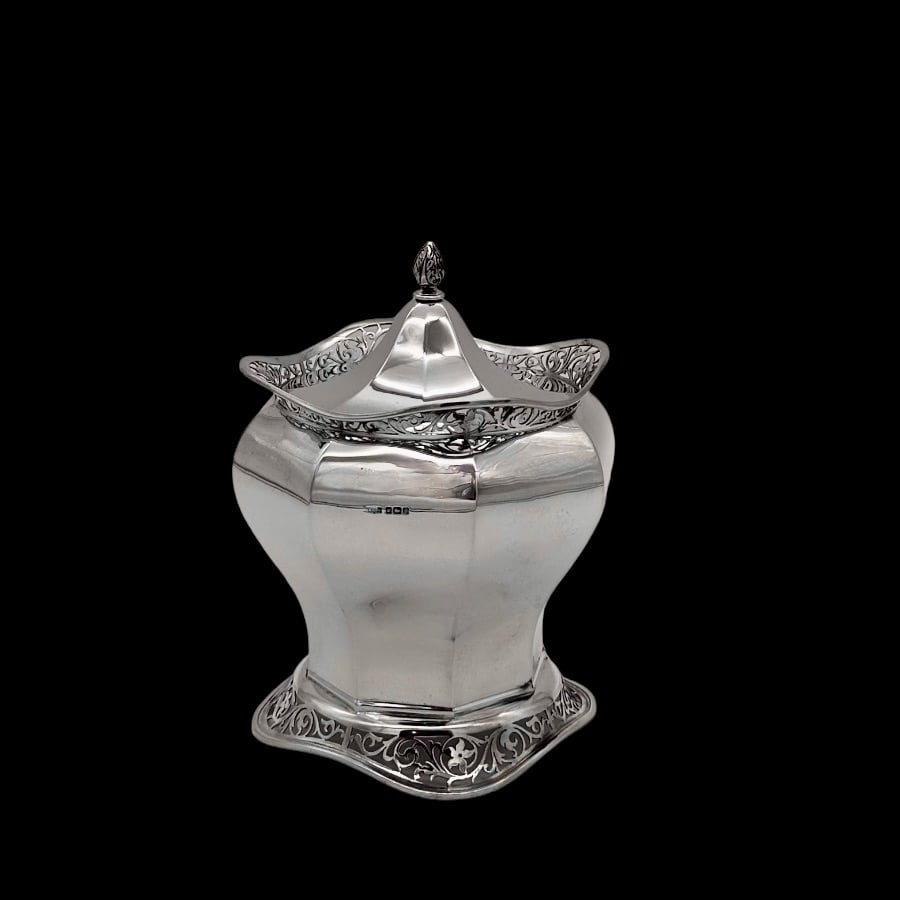 Early 20th Century Antique Edwardian Pair Silver Biscuit Boxes Sheffield 1908 James Dixon & Sons - 3
