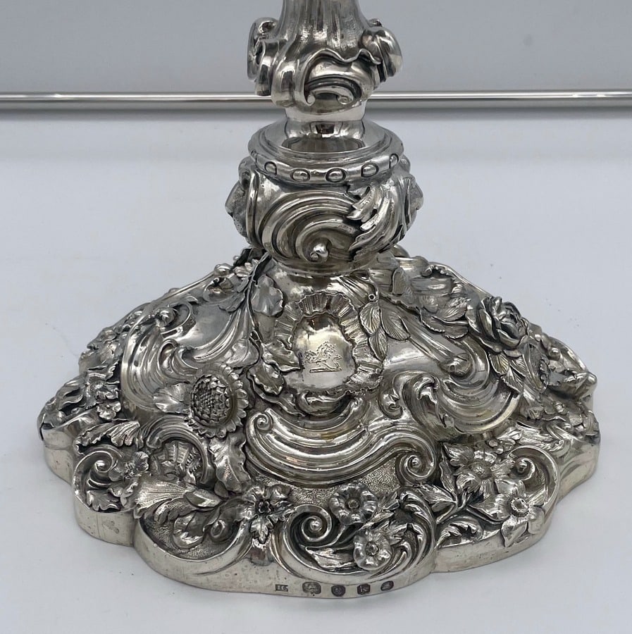 Early 19th Century Antique George IV Silver Pair Cast Candelabra London 1825 Joseph Craddock & - 11