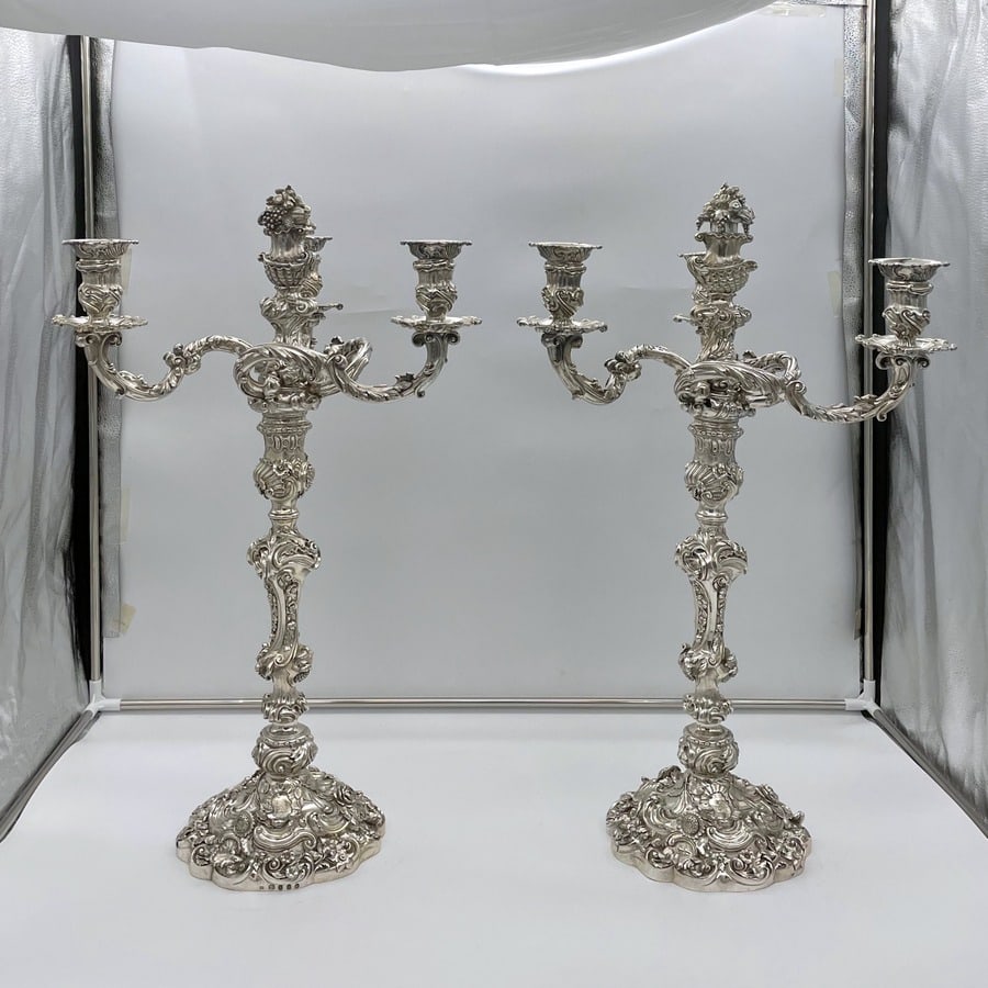 Early 19th Century Antique George IV Silver Pair Cast Candelabra London 1825 Joseph Craddock &: Title:Early 19th Century Antique George IV Silver Pair Cast Candelabra London 1825 Joseph Craddock & Robert Garrard Description:Description A truly fine and incredibly large pair of four light cast st