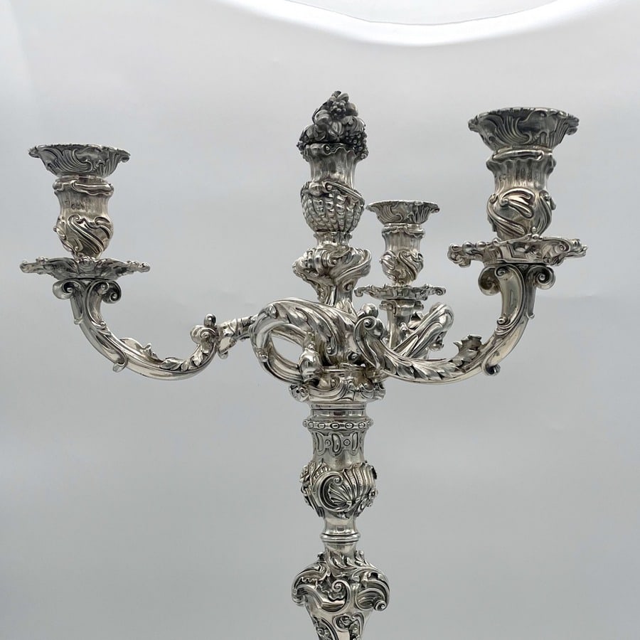 Early 19th Century Antique George IV Silver Pair Cast Candelabra London 1825 Joseph Craddock & - 5