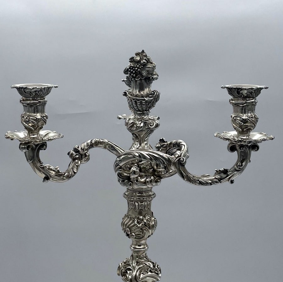 Early 19th Century Antique George IV Silver Pair Cast Candelabra London 1825 Joseph Craddock & - 6