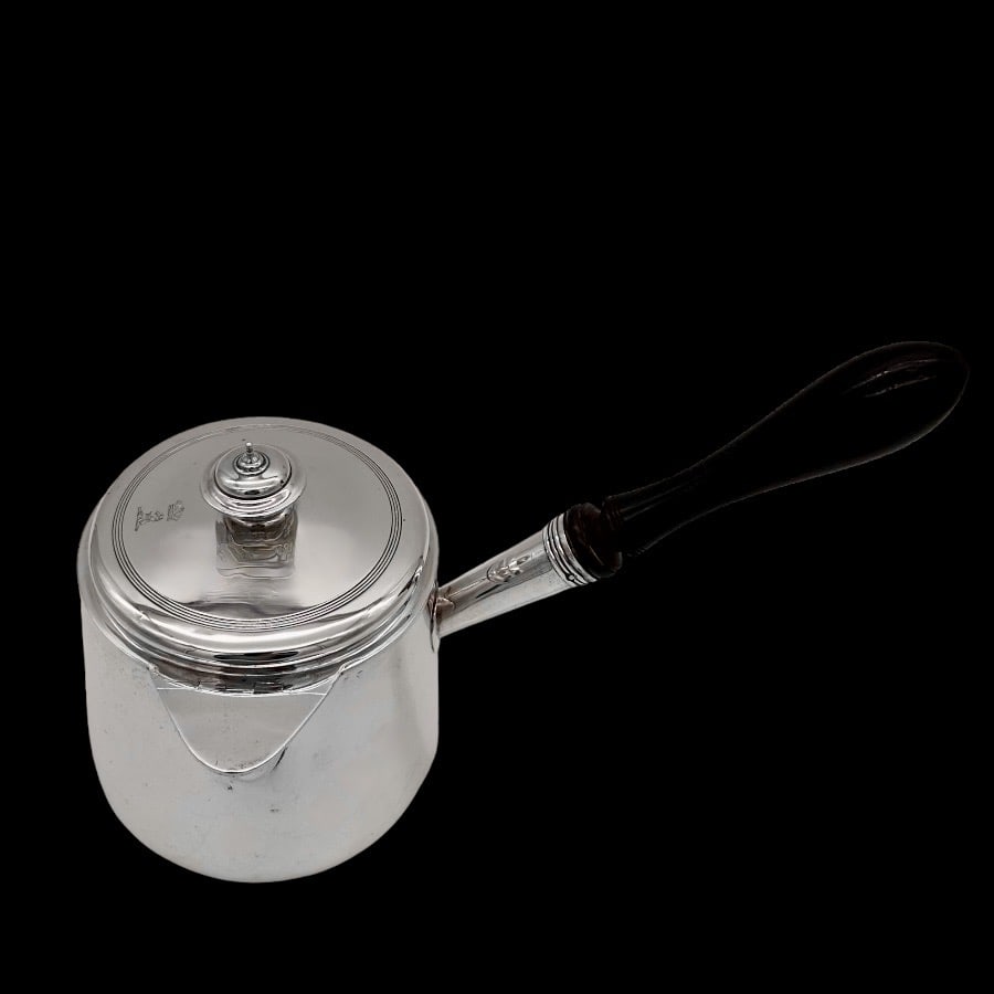 Early 19th Century Antique George III Silver Brandy Pan & Cover London 1817 Rebecca Emes & Edward - 2
