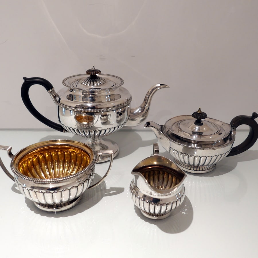 Early 19th Century Antique George III Old Sheffield Plate Four Piece Teaset Circa 1815 Matthew: Title:Early 19th Century Antique George III Old Sheffield Plate Four Piece Teaset Circa 1815 Matthew Boulton Description:Description A highly collectable Matthew Boulton four piece tea and coffee set 