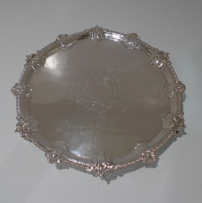 Early 18th Century Antique George III Sterling Silver Salver London 1766 Thomas Hannan & John Crouch - 2