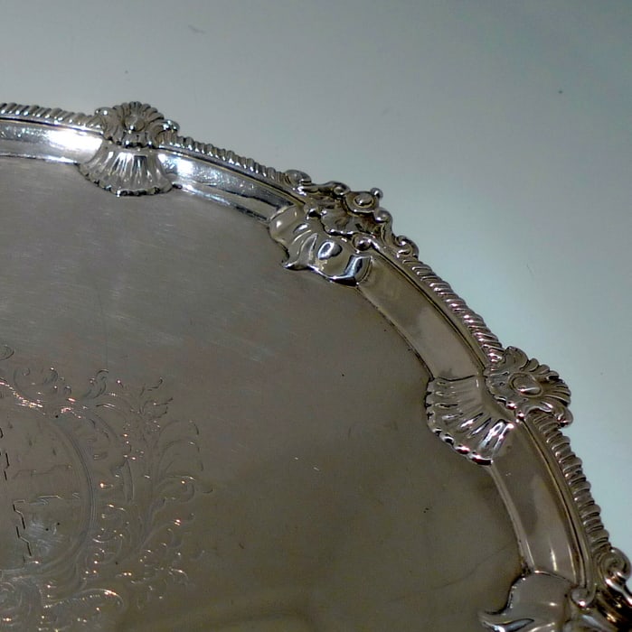 Early 18th Century Antique George III Sterling Silver Salver London 1766 Thomas Hannan & John Crouch - 3