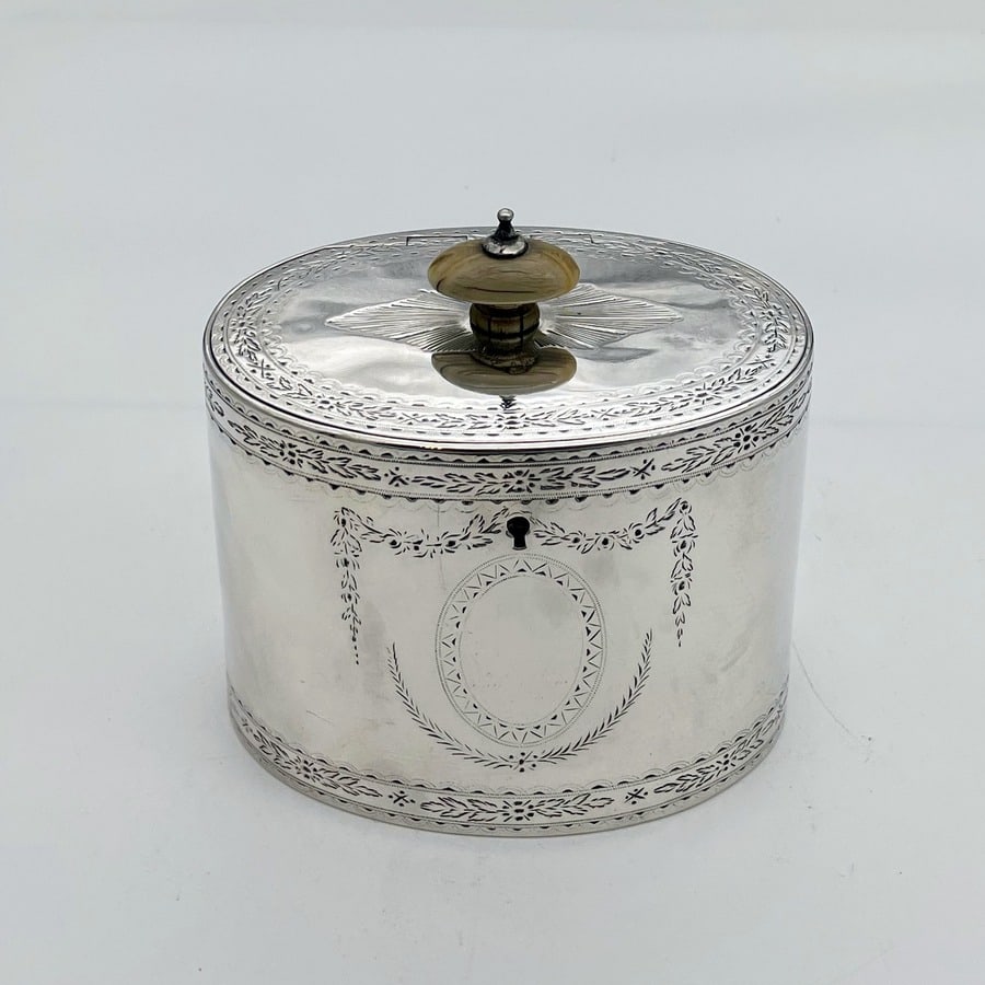 Mid 19th Century Antique Victorian Sterling Silver Tea Caddy London 1857 Joseph Angell (1 of 9)