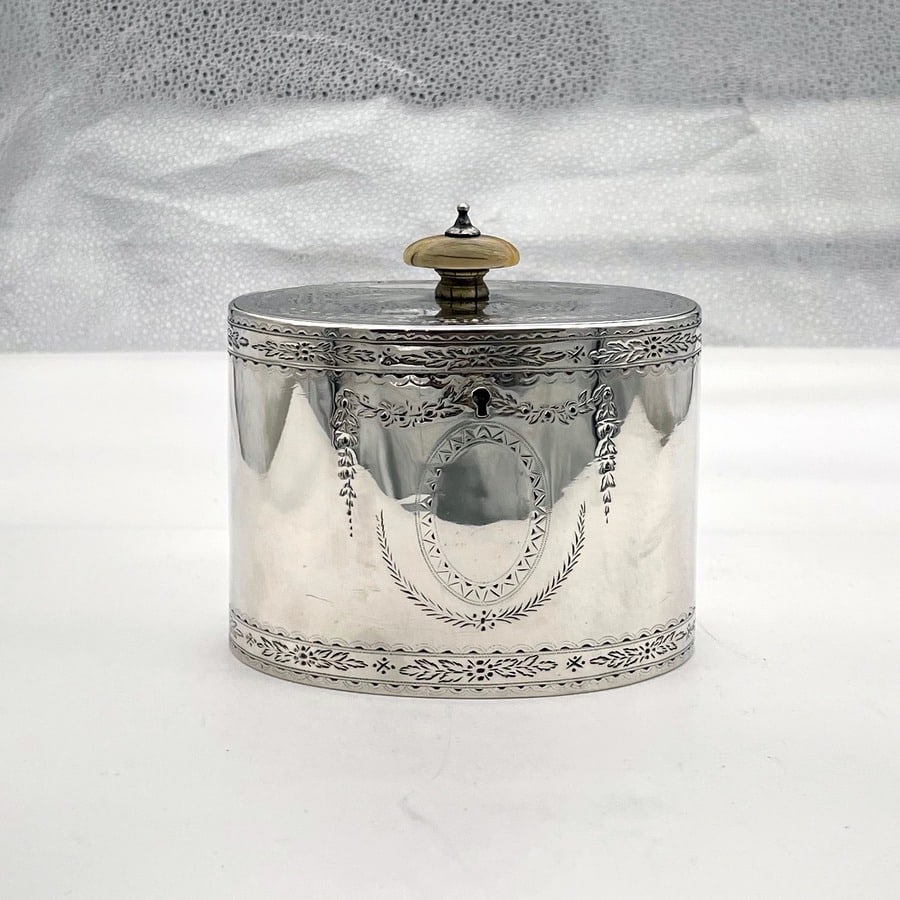 Mid 19th Century Antique Victorian Sterling Silver Tea Caddy London 1857 Joseph Angell - 2