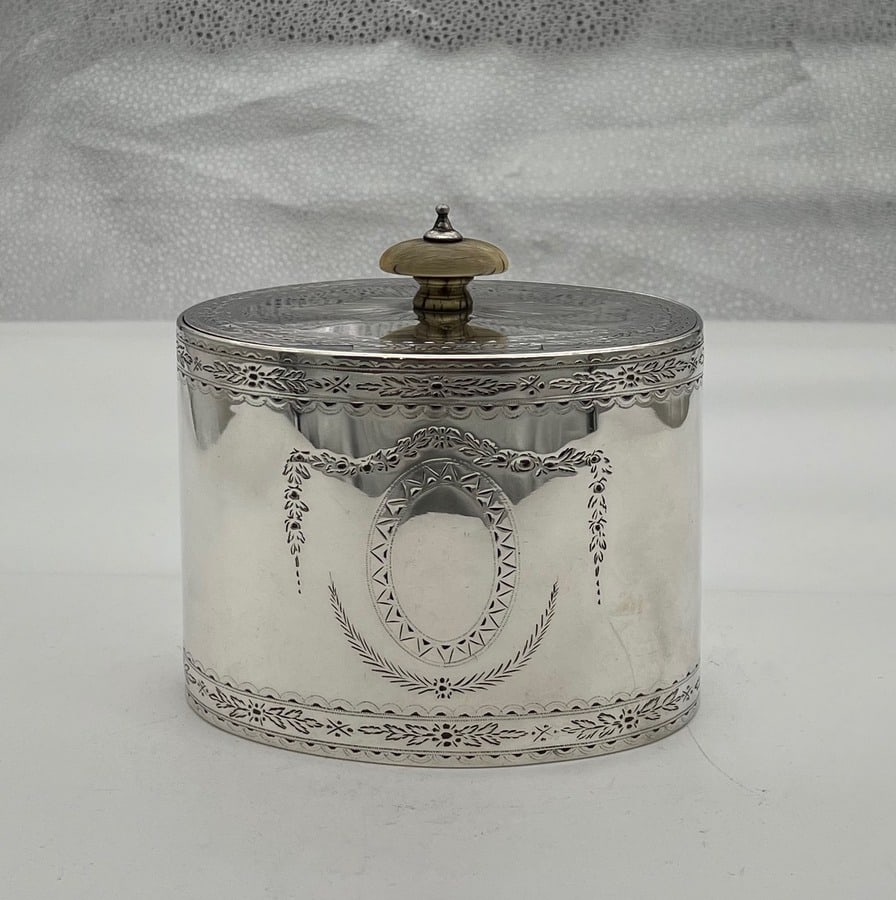 Mid 19th Century Antique Victorian Sterling Silver Tea Caddy London 1857 Joseph Angell - 4