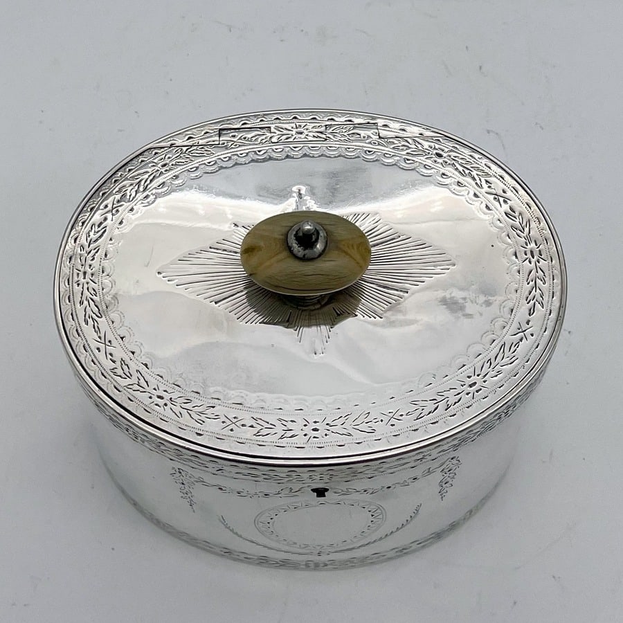 Mid 19th Century Antique Victorian Sterling Silver Tea Caddy London 1857 Joseph Angell - 5