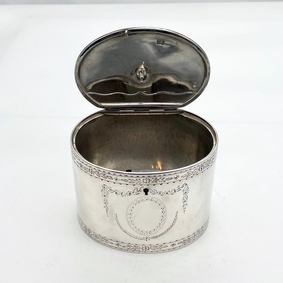 Mid 19th Century Antique Victorian Sterling Silver Tea Caddy London 1857 Joseph Angell - 6