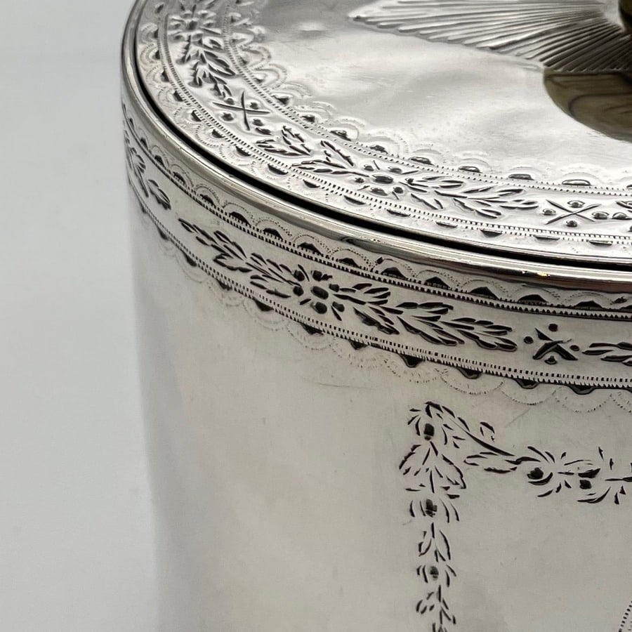 Mid 19th Century Antique Victorian Sterling Silver Tea Caddy London 1857 Joseph Angell - 7