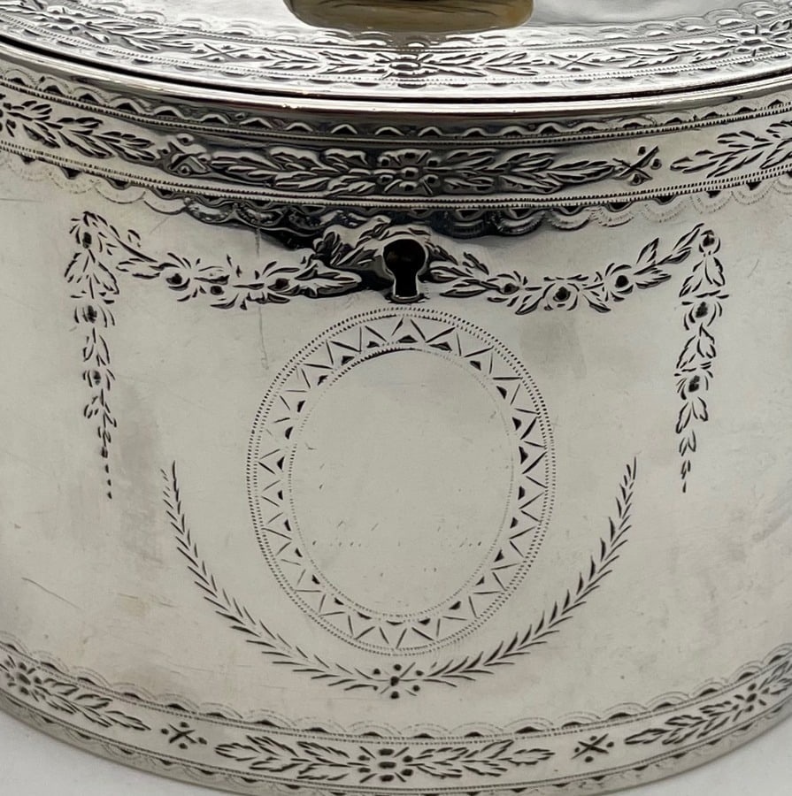 Mid 19th Century Antique Victorian Sterling Silver Tea Caddy London 1857 Joseph Angell - 8