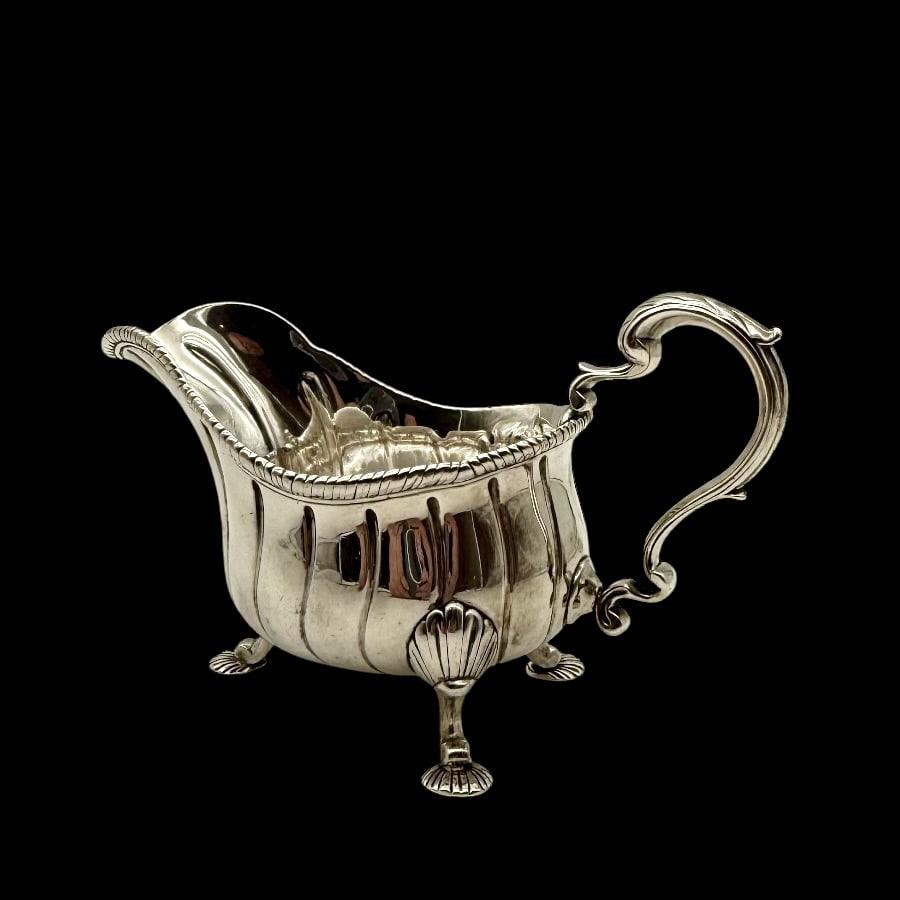 Mid 18th Century Antique George II Silver Pair Sauceboats London 1755 Daniel Piers - 6