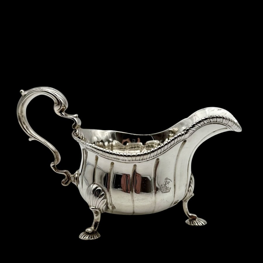 Mid 18th Century Antique George II Silver Pair Sauceboats London 1755 Daniel Piers - 7