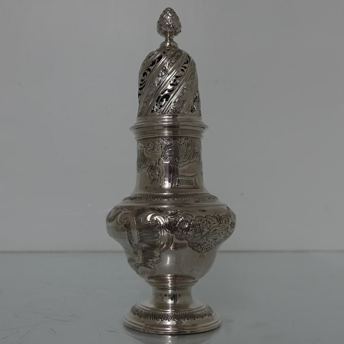 Antique Mid 18th Century George II Sterling Silver Warwick Cruet London 1744 George Hindmarsh - 8