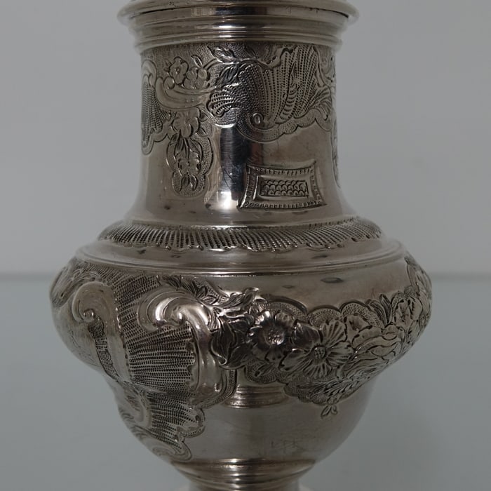 Antique Mid 18th Century George II Sterling Silver Warwick Cruet London 1744 George Hindmarsh - 9