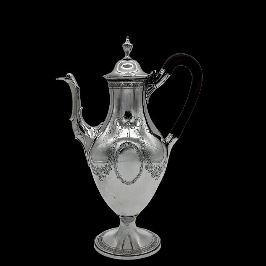 18th Century Antique George III Silver Coffee Pot London 1785 Jabez Daniell - 3