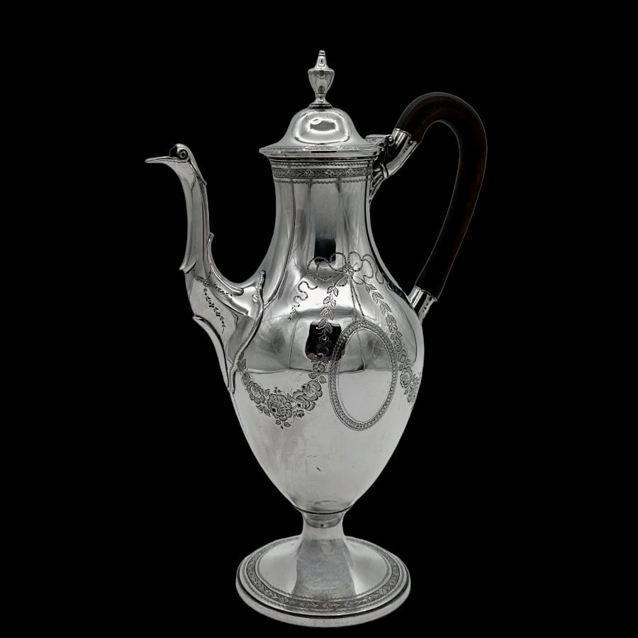18th Century Antique George III Silver Coffee Pot London 1785 Jabez Daniell - 4