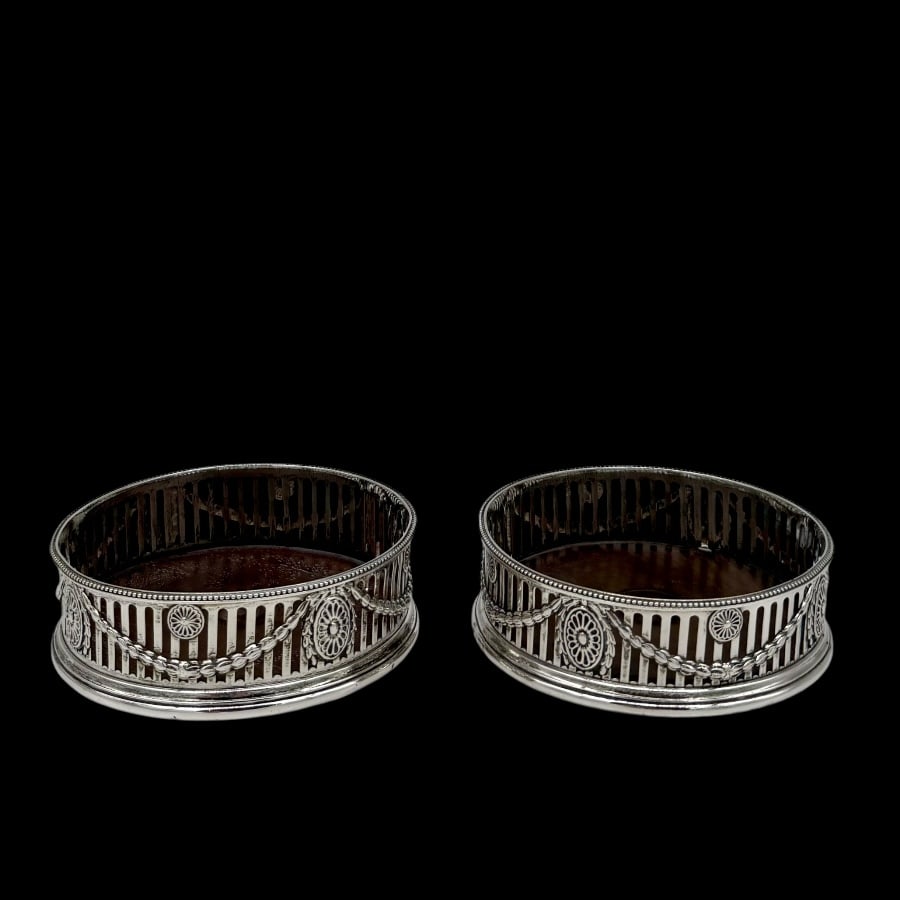 18th Century Antique George III Silver Pair Wine Coasters London 1776 Robert Hennell - 2