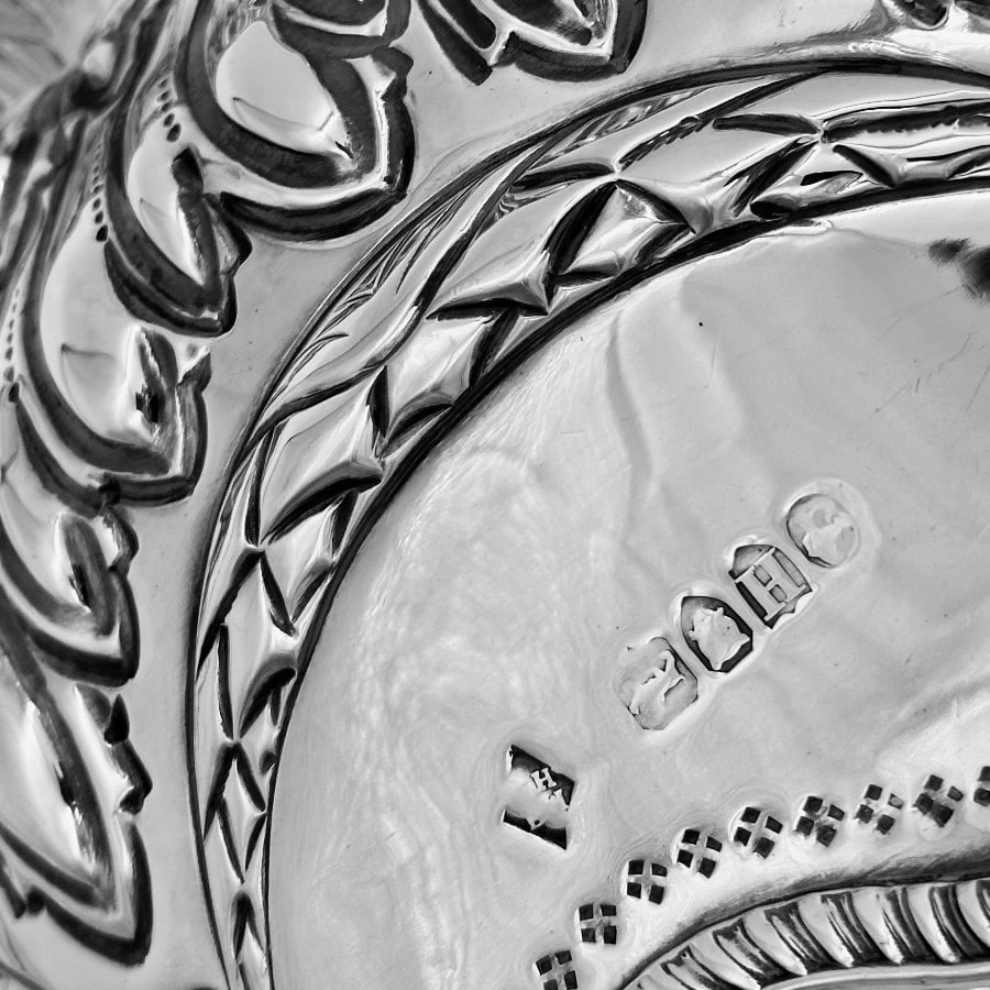 19th Century Antique Victorian Large Oval Sterling Silver Bowl London 1883 Martin Hall & Co Ltd - 11