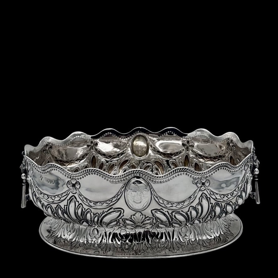 19th Century Antique Victorian Large Oval Sterling Silver Bowl London 1883 Martin Hall & Co Ltd - 2