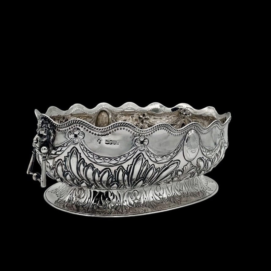 19th Century Antique Victorian Large Oval Sterling Silver Bowl London 1883 Martin Hall & Co Ltd - 7