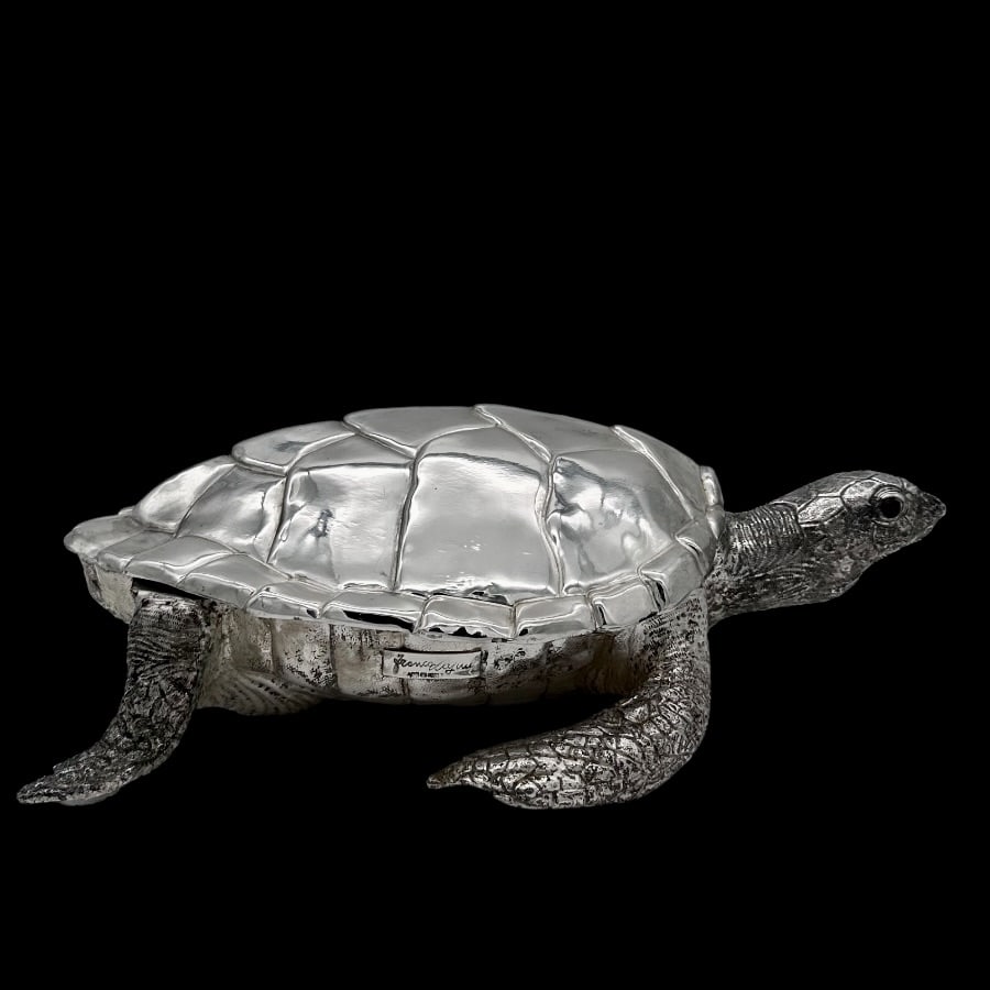 Mid 20th Century Modern Silverplate Large Turtle Box Circa 1950 - 2