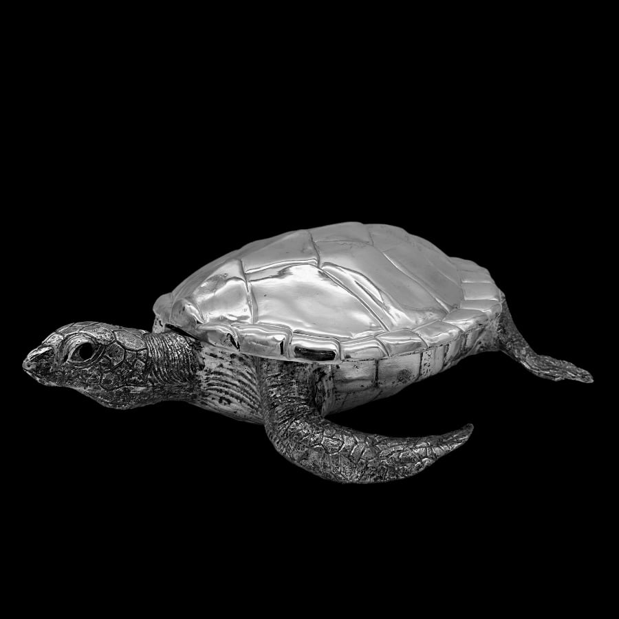Mid 20th Century Modern Silverplate Large Turtle Box Circa 1950 - 4