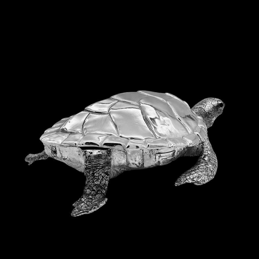 Mid 20th Century Modern Silverplate Large Turtle Box Circa 1950 - 7
