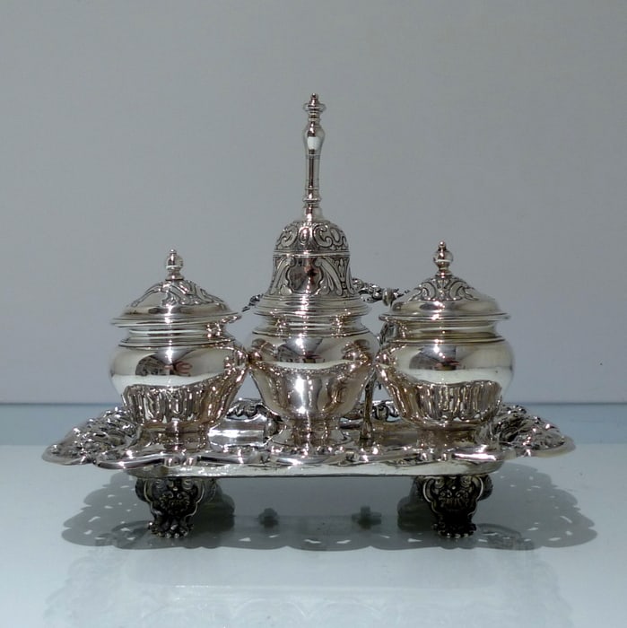 Mid 19th Century Portuguese Silver Inkstand Circa 1850 Lisbon (maker IFBA) (1 of 9)
