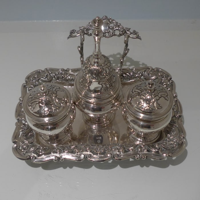 Mid 19th Century Portuguese Silver Inkstand Circa 1850 Lisbon (maker IFBA) - 2