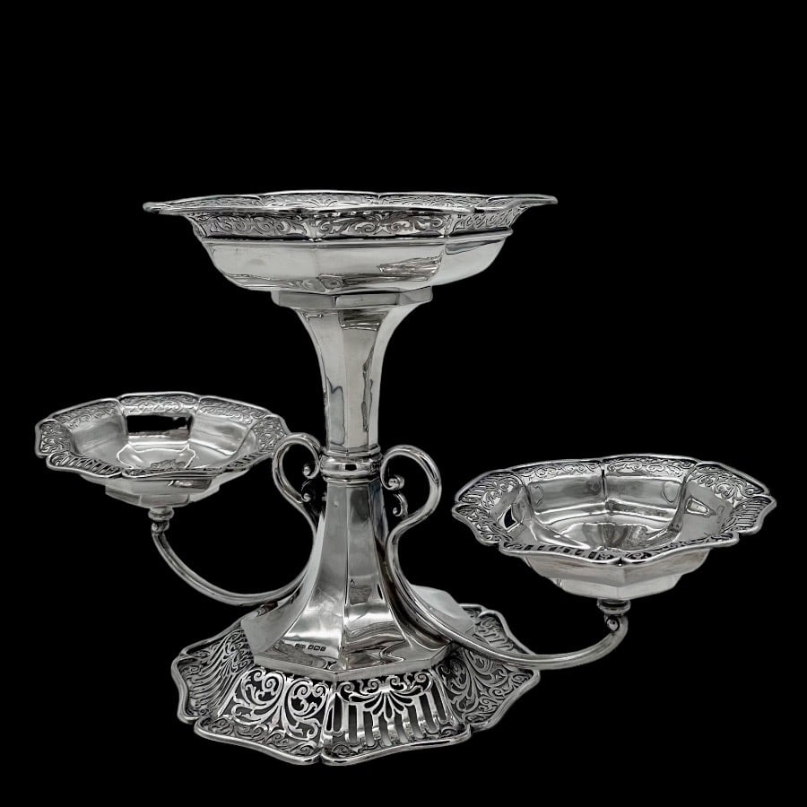 Early 20th Century Antique Edwardian Sterling Silver Epergne Sheffield 1905 James Dixon & Sons - 2