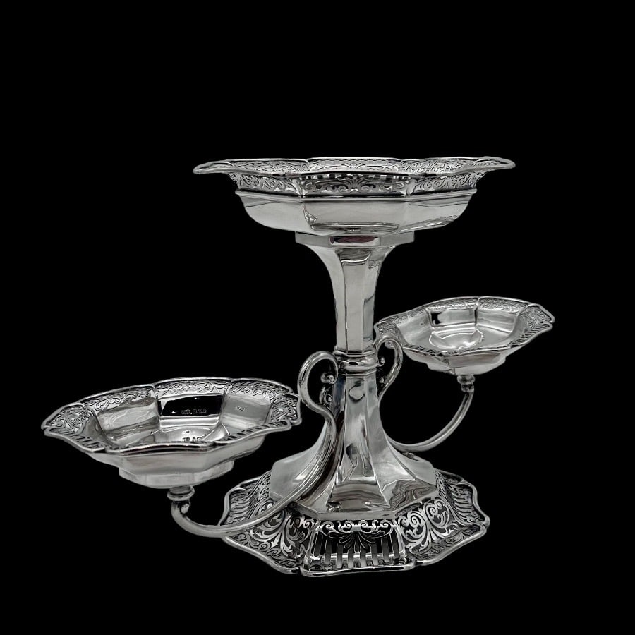Early 20th Century Antique Edwardian Sterling Silver Epergne Sheffield 1905 James Dixon & Sons - 3