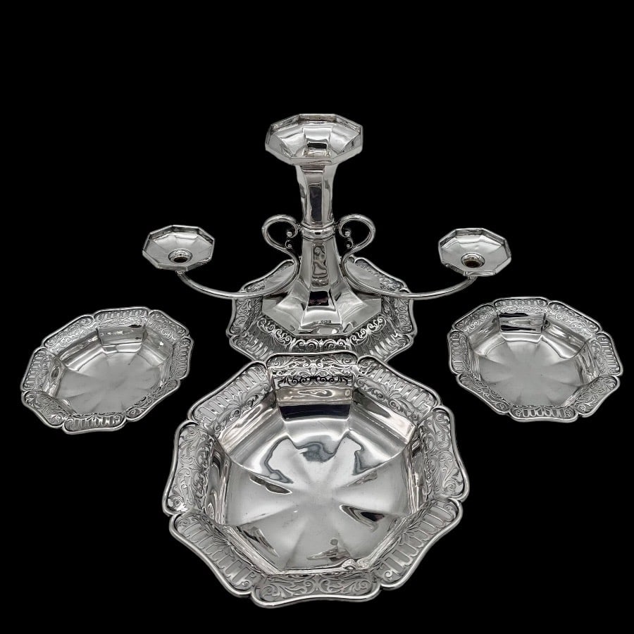 Early 20th Century Antique Edwardian Sterling Silver Epergne Sheffield 1905 James Dixon & Sons - 5