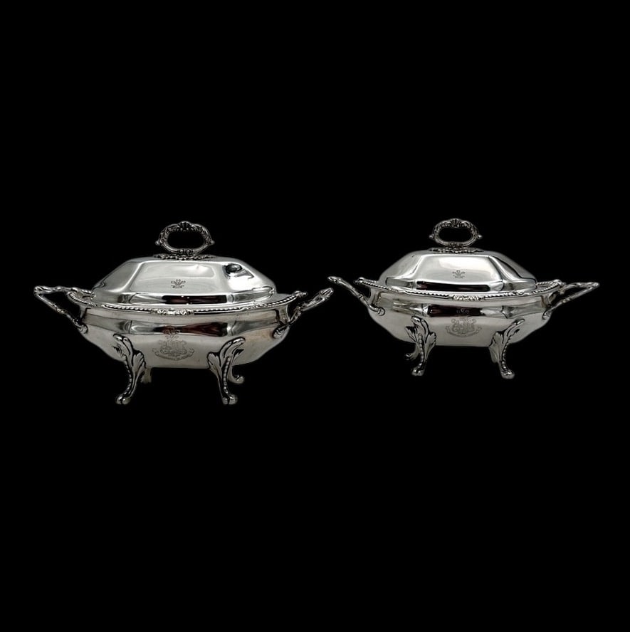 Early 19th Century Antique George IV Silver Pair Sauce Tureens London 1823 William Stroud - 2