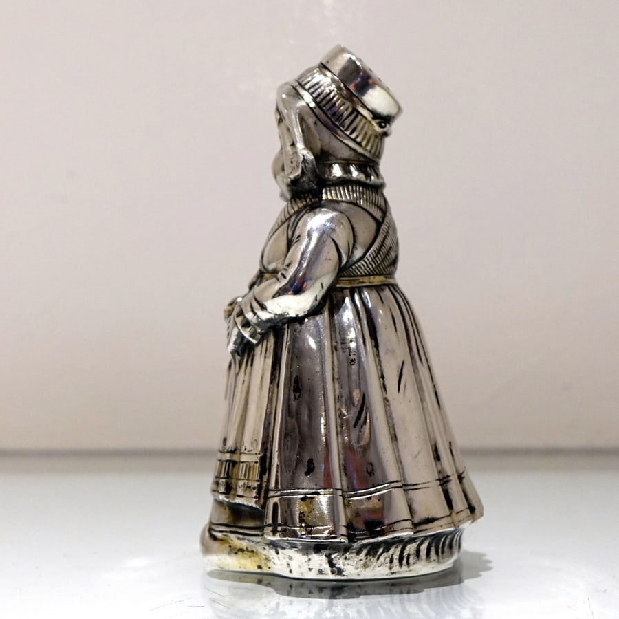 19th Century Antique 800 Standard Silver Pair Figural Novelty Peppers German Circa 1890 - 10
