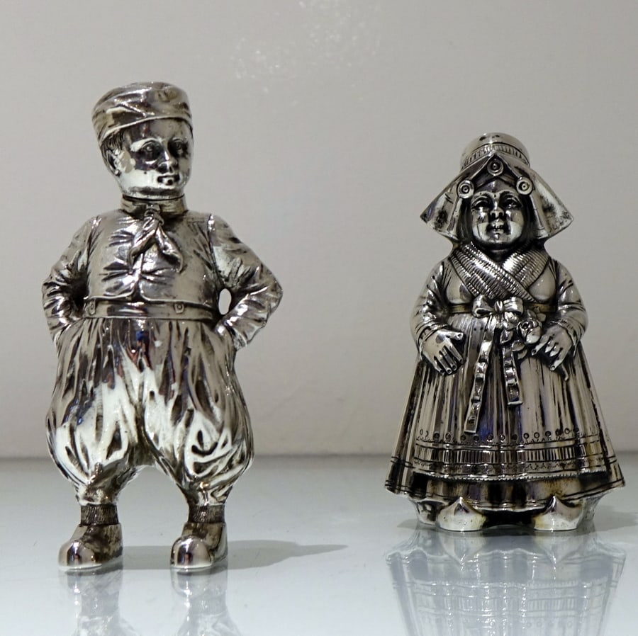 19th Century Antique 800 Standard Silver Pair Figural Novelty Peppers German Circa 1890 (1 of 13)