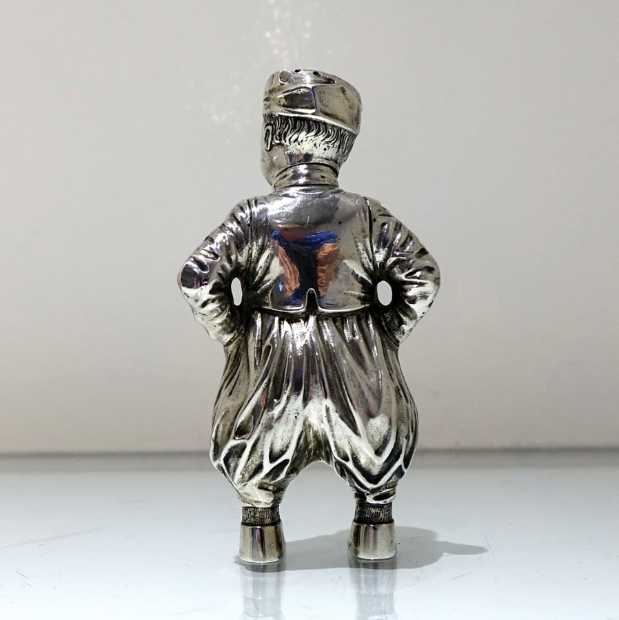 19th Century Antique 800 Standard Silver Pair Figural Novelty Peppers German Circa 1890 - 5